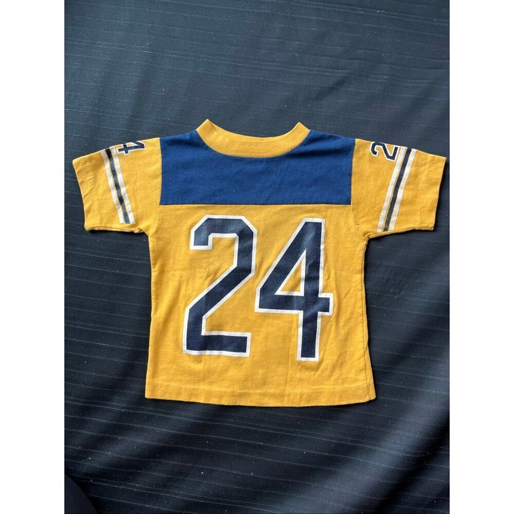 VTG Kids Football Jersey Tee Single Stitch Flocked USA Toddler Shirt